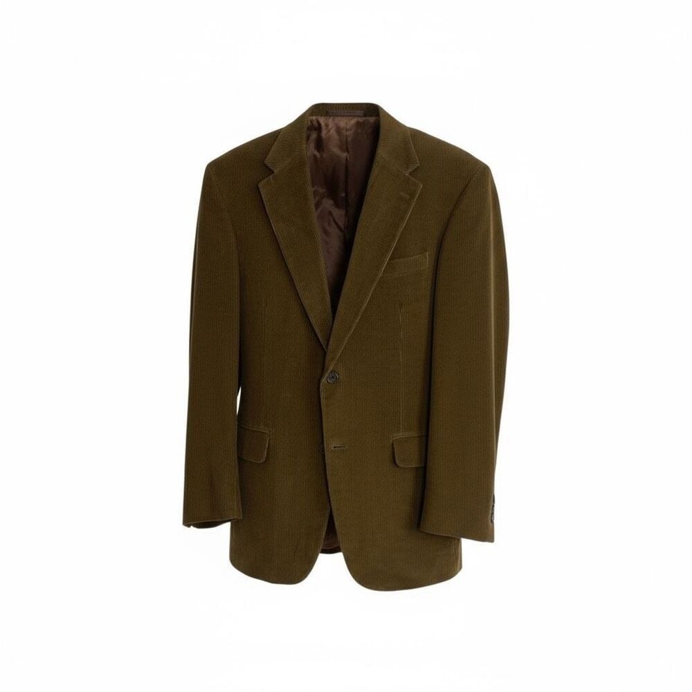 Lands' End Corduroy Notch Lapel Two-Button 100% Cotton‎ Blazer Tan Size 43L